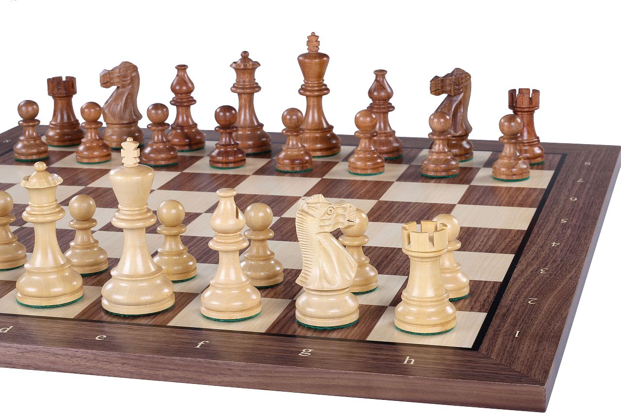 Chess Board 52×52 cm (58 mm squares) – Walnut & Maple (Black Frame), with Notation – image 4