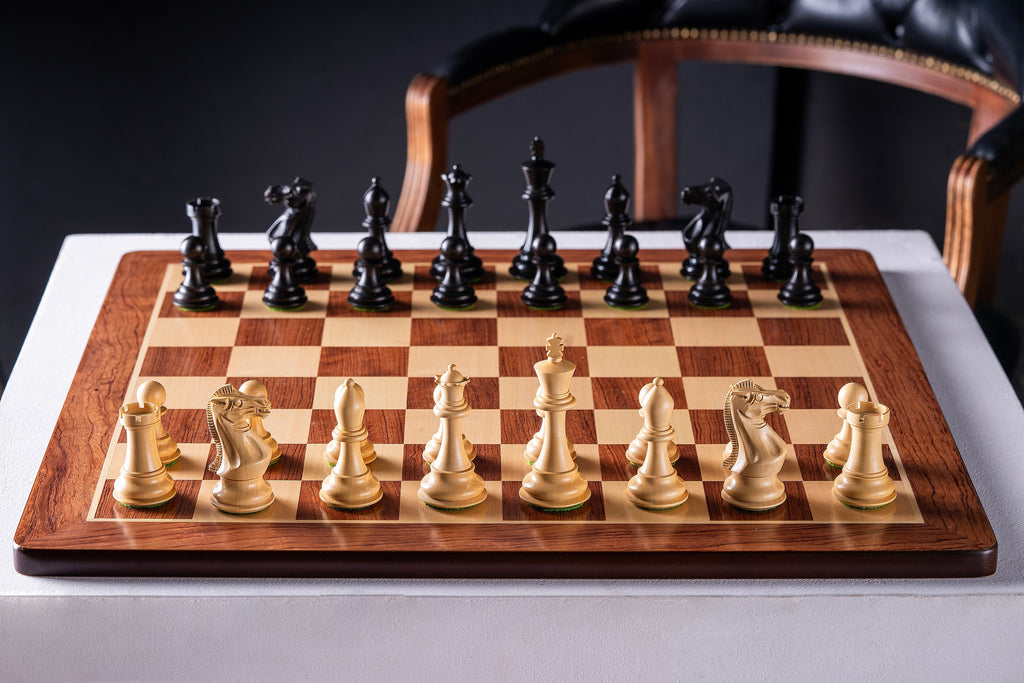 Stallion Knight Chess Pieces 4" - Ebonized Boxwood English Style Set with Extra Queens – image 5