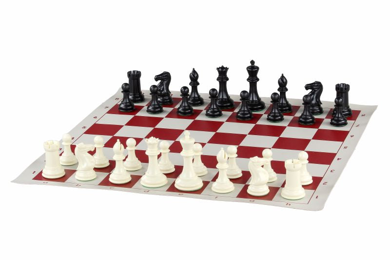 Chess Pieces Staunton No.6 3.75" Weighted Plastic Ivory Black Tournament – image 2