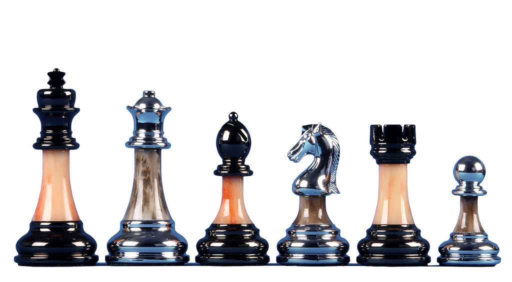 Metallised Chess Pieces 3.5" – Stone Shaft, Heavy Weighted