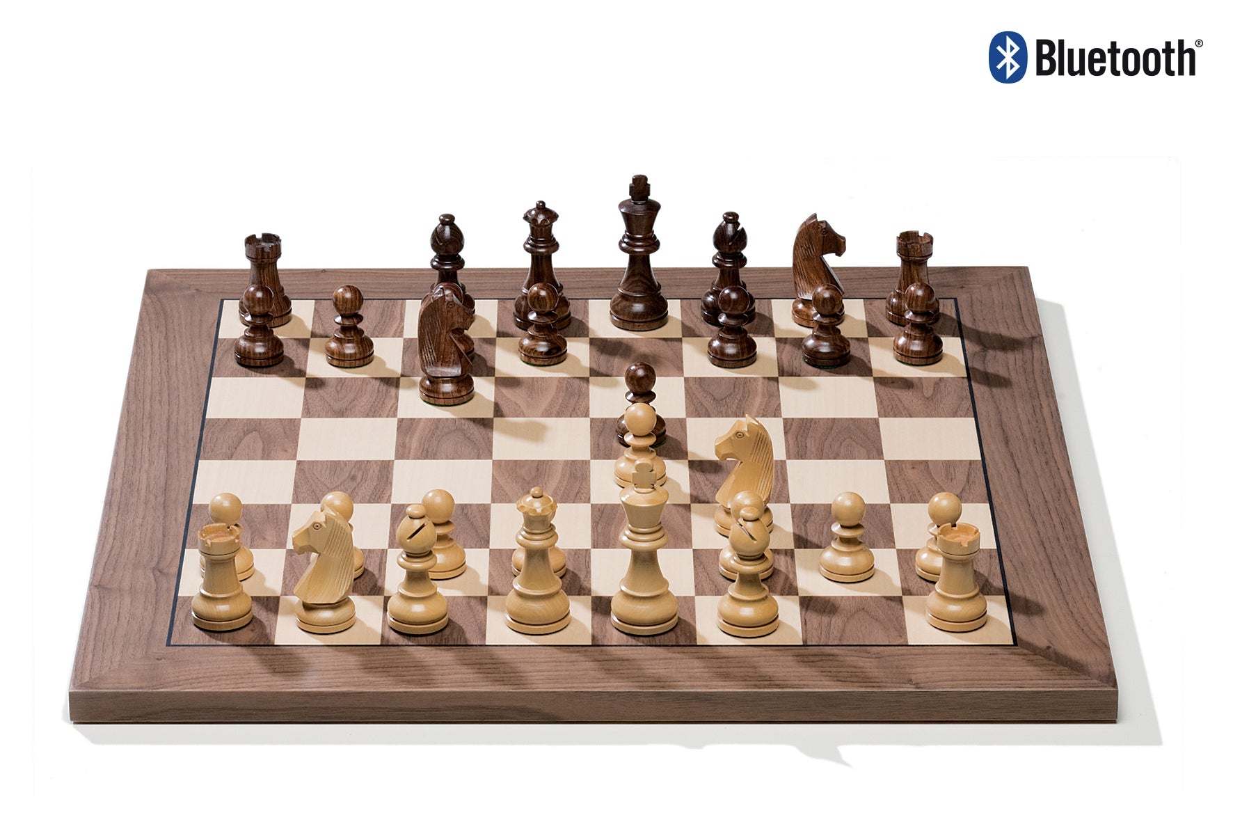 DGT Bluetooth e-Board Walnut + Timeless Pieces — Electronic Chess Set – image 2