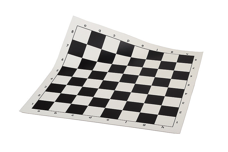 Chess Board Vinyl Roll-Up 17" 43cm Black - Tournament Standard 45mm Squares Portable