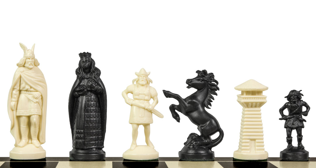 Viking Stylized Chess Pieces – Cream & Black, King 98mm