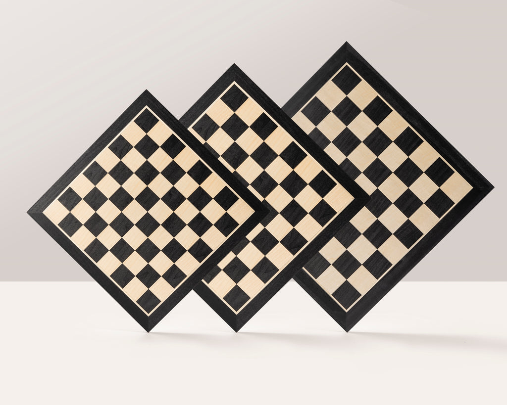 Chess Board 52×52 cm (55 mm squares) – Ebony & Maple, without Notation