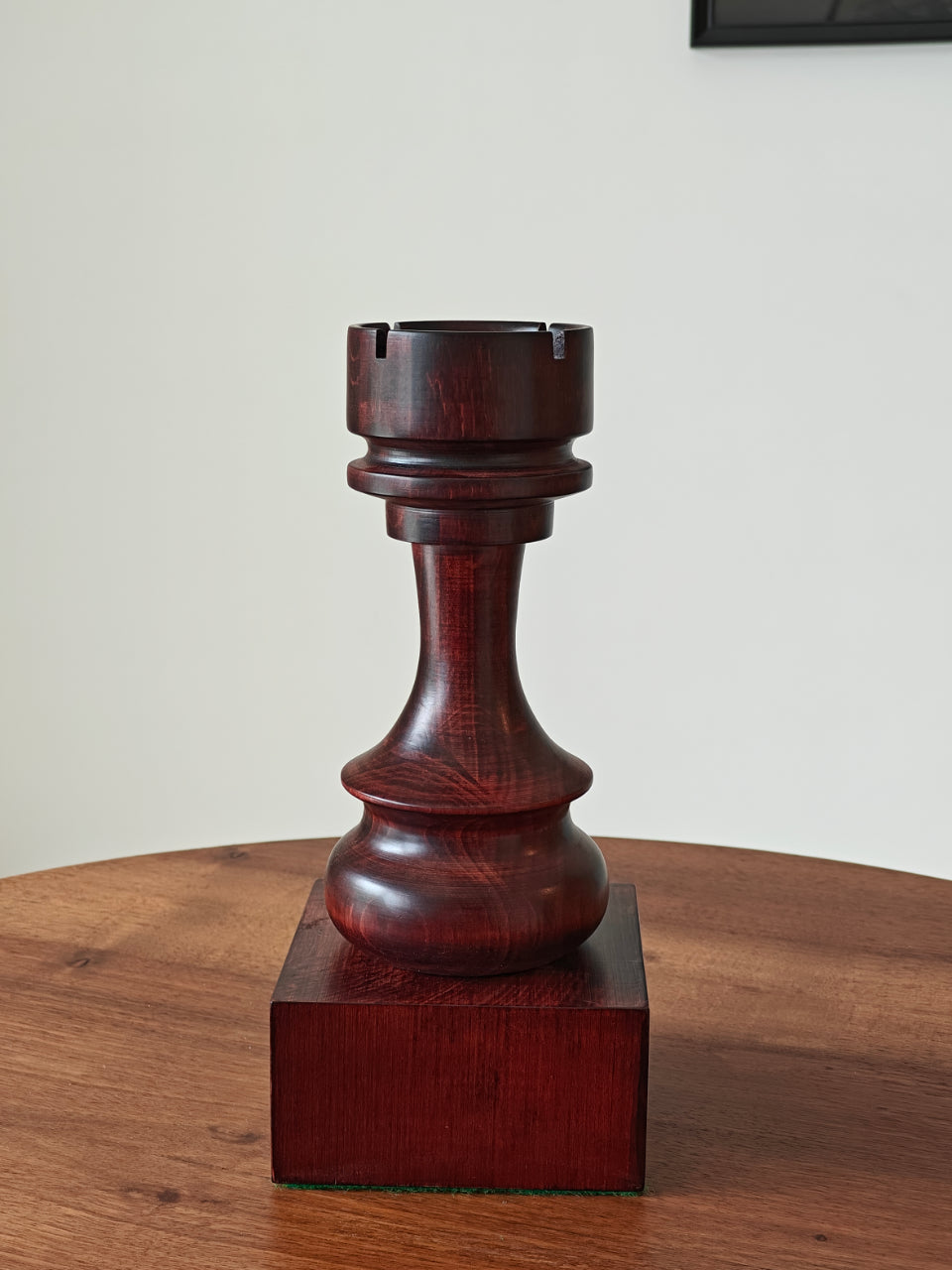 Chess Trophy Cup – Black Rook, Handcrafted Wood – image 2