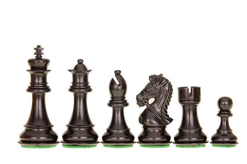 King's Bridal Ebony Chess Pieces 4 inch - Premium Hand-Carved Wood