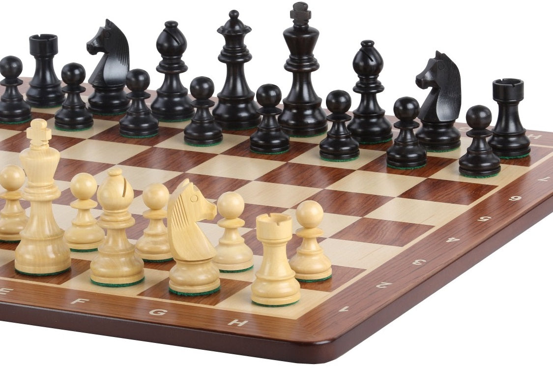 Timeless Chess Set – Padauk Board 58mm with Notation & King 96mm