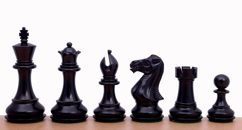 Stallion Knight Chess Pieces 3.5" – Ebonized & Boxwood Weighted Set – image 3