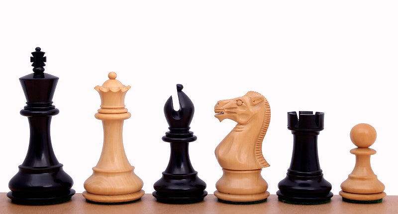 Stallion Knight Chess Pieces 3.75" - Ebonized Boxwood English Style Set with Extra Queens – image 2