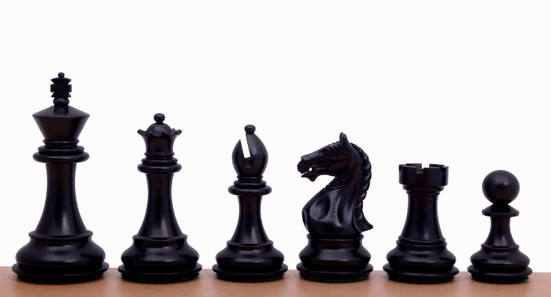 Supreme Indian Ebonised Chess Pieces 4 inch - Hand-Carved Wood – image 2