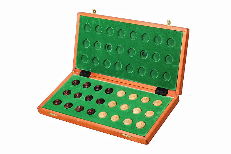 Checkers 8x8 Set Inlaid – Mahogany & Sycamore Folding Board 40cm – image 2