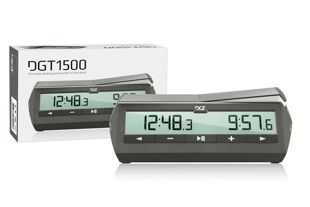 DGT 1500 Chess Clock — Black, Digital Tournament Timer