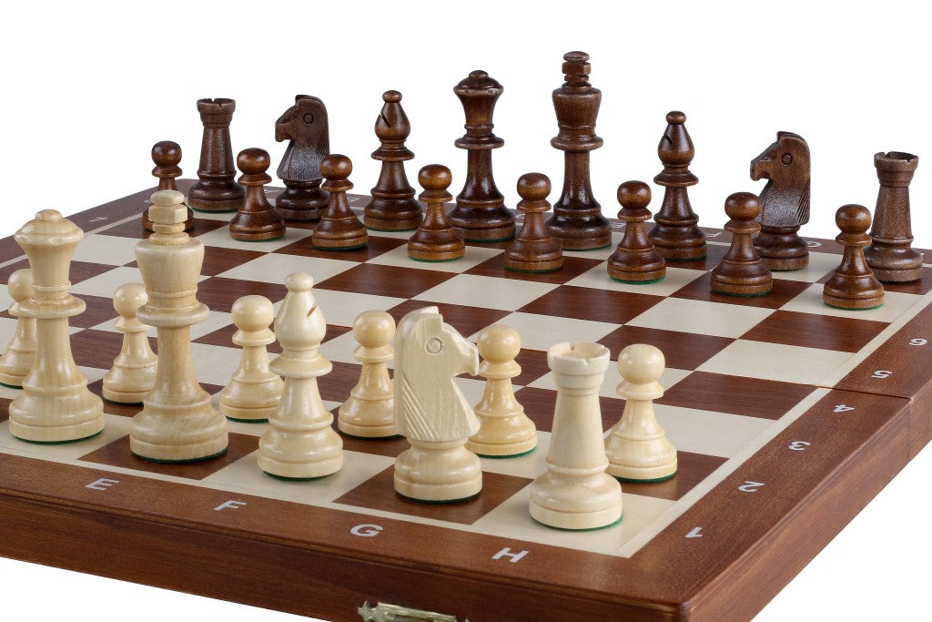 Sunrise Tournament Chess No.5 with Inlaid Folding Board — Weighted Staunton Set
