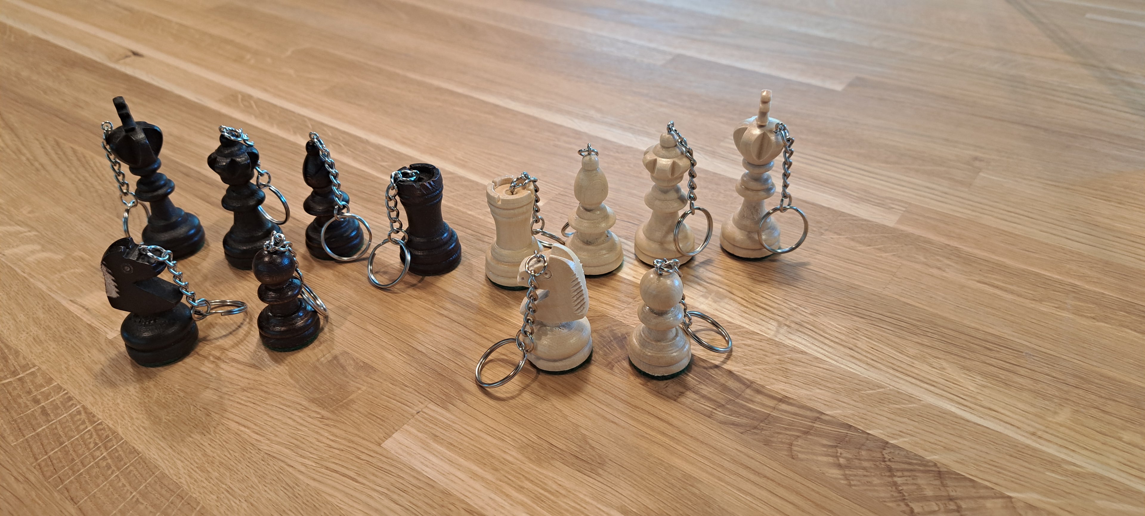 White Pawn Chess Keyring - Wooden Chess Piece Pendant – image 2