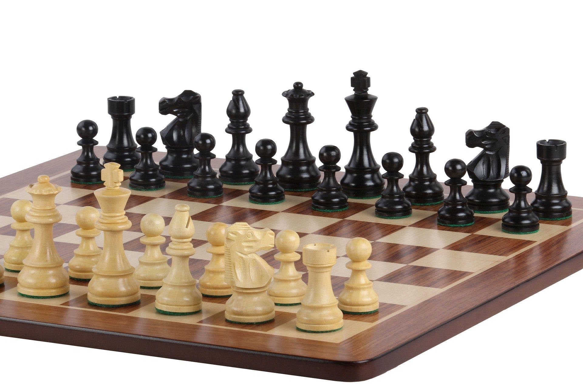 No.6 Padauk Chessboard + 3.75" French Ebonised Pieces — Tournament Set
